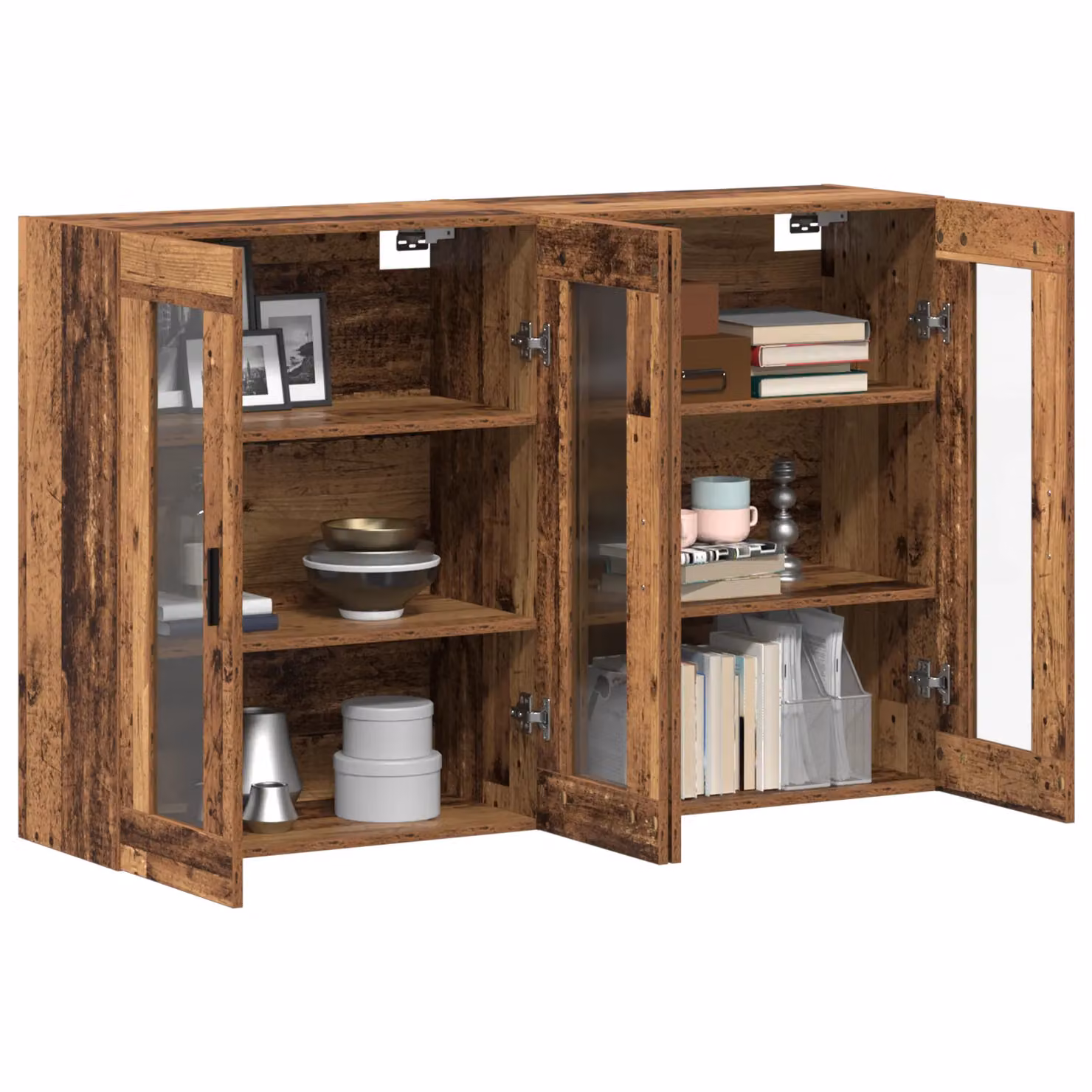 Berkfield Home Wall Mounted Cabinets, 2 Piece Set in Brown Old Wood, W/D/H: 69.5 x 34 x 90 cm – 2