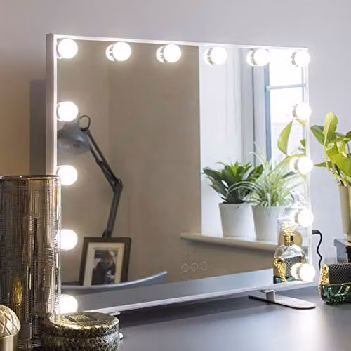At Home Comforts Hollywood Makeup Mirror with 14 LED Bulbs, White Tabletop Vanity with Touch Screen and 3 Lighting Modes – 2