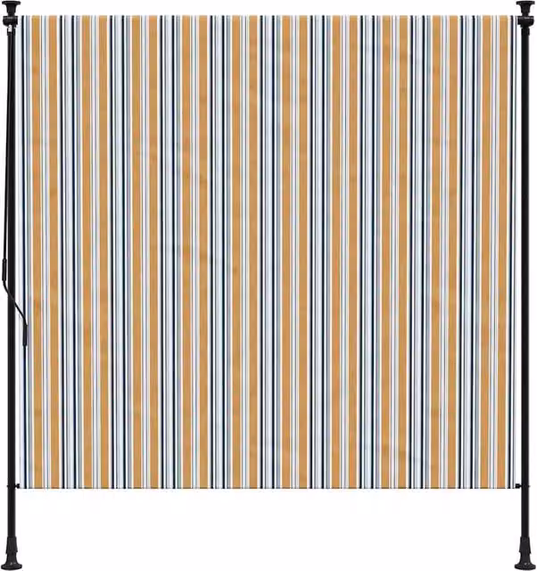 Berkfield Home Outdoor Roller Blind in Yellow and White, W: 150 cm, H: 275 cm – 1