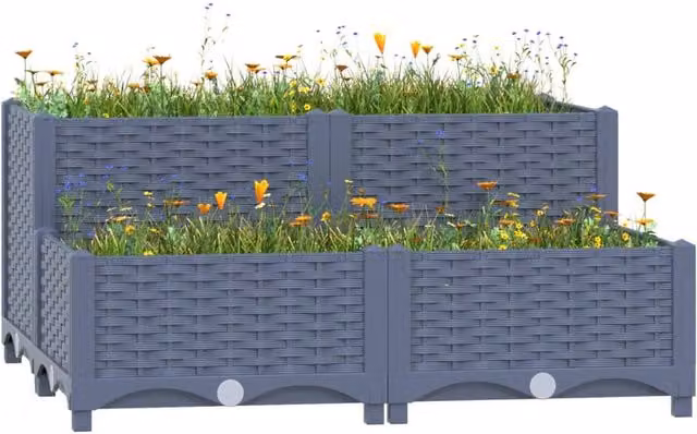 Berkfield Home Grey Polypropylene Raised Bed W/D/H: 80 x 80 x 38 cm