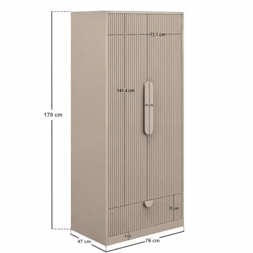 Flair Calista Ribbed Modern Wardrobe with 2 Hinged Doors and Drawer in Taupe – 2