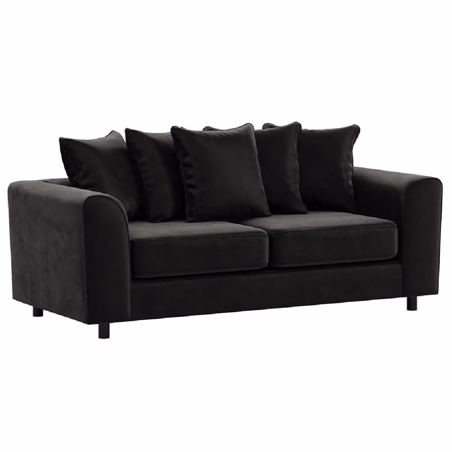 Furnishings For Less UK Brooklyn 3 and 2 Seater Plush Velvet Foam Fabric Sofa Set in Black – 2