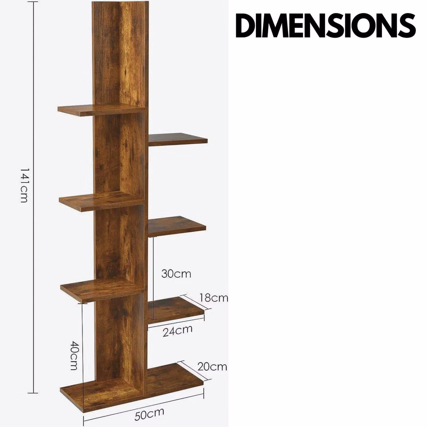 Rafaelo Mobilia Industrial 8 Tier Free-Standing Tree Display Stand in Dark Brown – 5