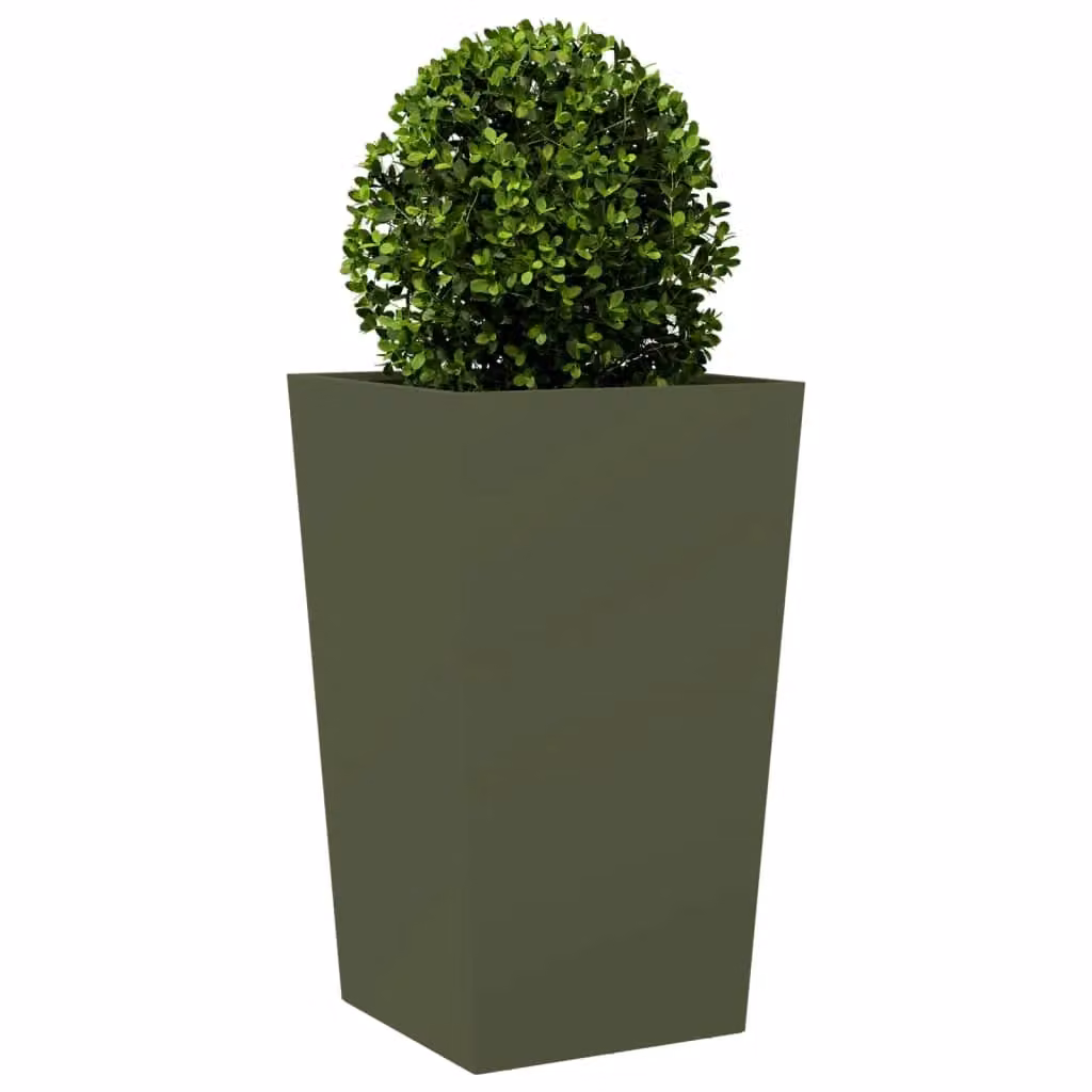 Berkfield Home Steel Garden Planter Tubs, Green, 2 Pack, W/D/H: 45 x 45 x 75 cm – 4
