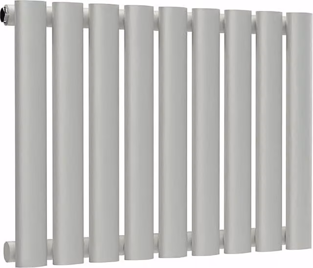 Lux Heat Oval Horizontal Single Wall Mounted Radiator in Dove Grey, W: 54.0 cm, H: 40.0 cm