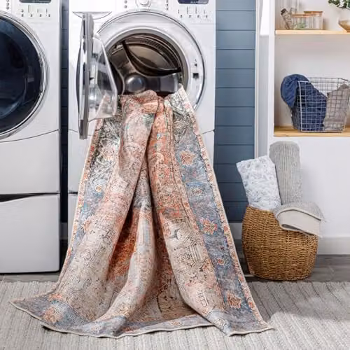 Livabliss Lilian Washable Vintage Boho Rectangular Rug in Blue and Brown, W: 66 cm, L: 120 cm – 7