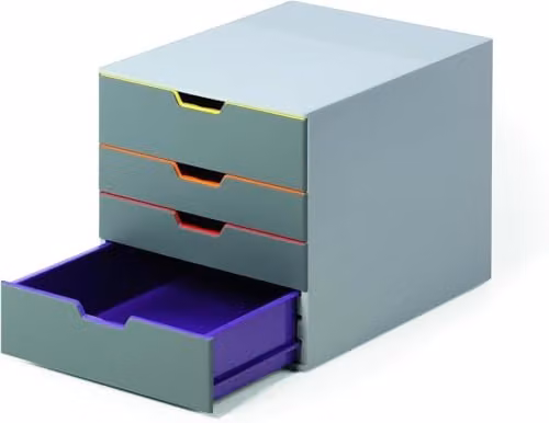 Durable VARICOLOR 4 Drawer Desktop Unit, Multicolour Plastic A4 Document Storage Set
