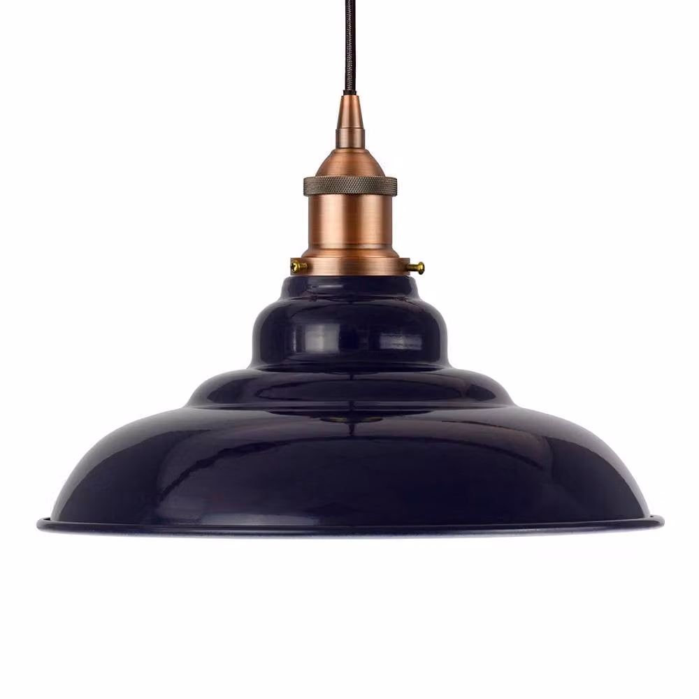 SE Home St Edmund's Pendant Light in Navy Blue and Copper Metal