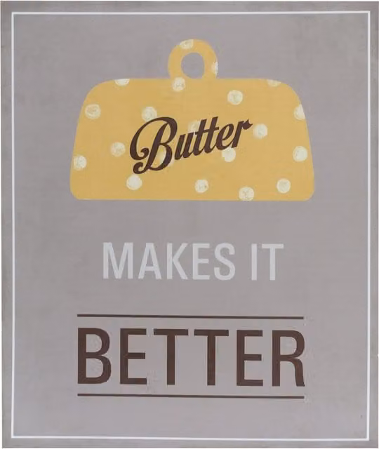 Maison by Premier Butter Makes It Better Retro Typography Wall Plaque in Grey Wood