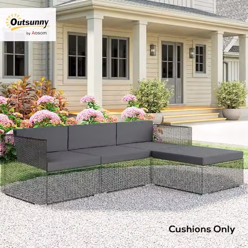 Outsunny 7-Piece Water-Repellent Patio Furniture Cushions in Dark Grey, W/D/H: 60 x 60 x 8 cm – 2