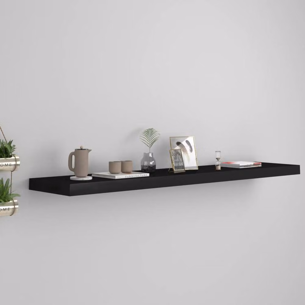 Berkfield Home Floating Wall Shelf, Black, W: 120 cm, D: 23.5 cm, H: 3.8 cm – 2