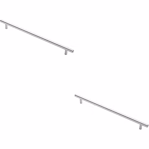 Loops 2 Pack Round T-Bar Cabinet Pull Handles in Chrome, W: 34.8 cm, D: 1.2 cm, Fixing Centres: 28.8 cm