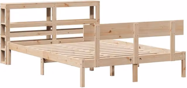 Berkfield Home Beautiful Small Double Bed Frame in Beige Solid Pine, W/D/H: 120 x 190 cm