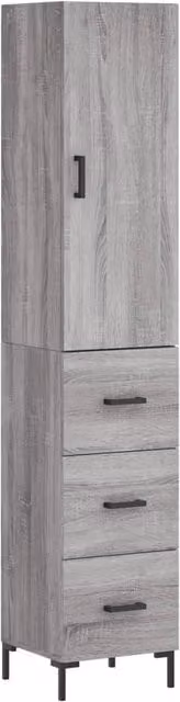 Berkfield Home Sonoma Highboard in Grey, W/D/H: 34.5 x 34.5 x 180 cm – 1