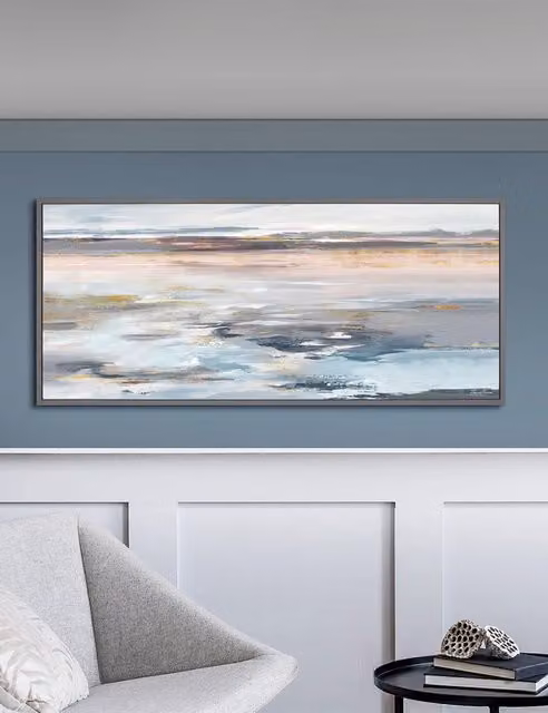 Gallery Direct Even Tide Abstract Landscape Framed Wall Art in Grey and Multicolour
