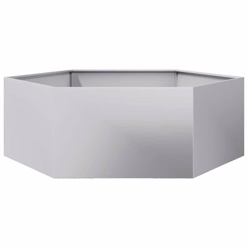 Berkfield Home Hexagon Garden Planter in Silver Galvanised Steel, W/D/H: 138 x 120 x 45 cm – 3