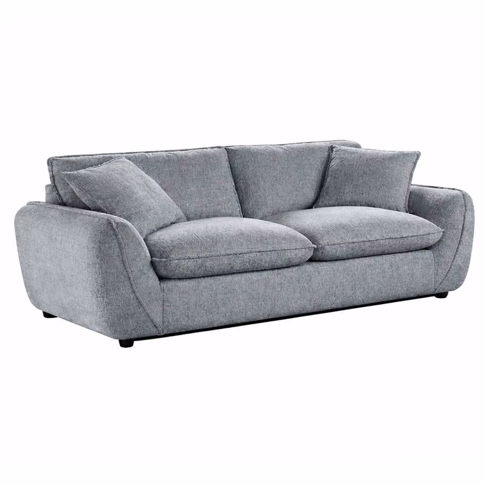 Furnishings For Less UK Berti Modern Grey Fabric 3 Seater Sofa with Curved Arms and Scatter Cushions – 2