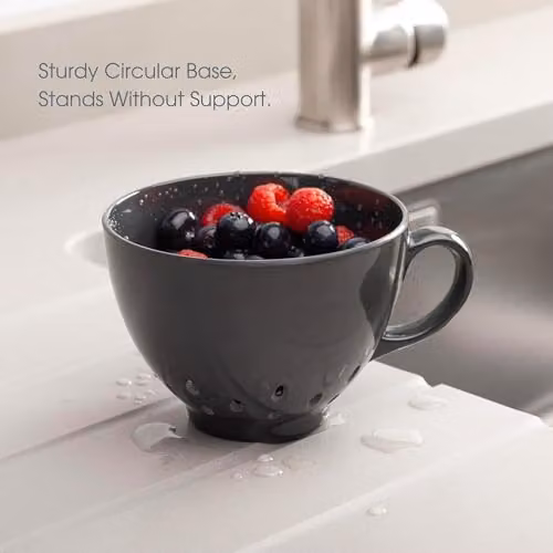Zeal Melamine Berry Colander with Handles, Grey, 10 cm – 4