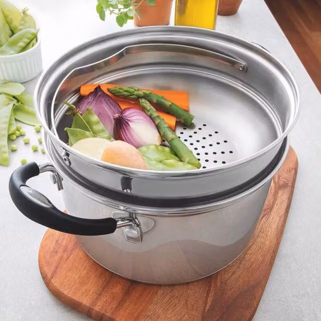 Tramontina 2 Piece Stainless Steel Steamer Set in Silver