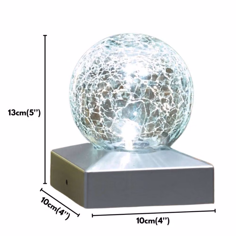 Marco Paul 4pc Solar Crackle Glass Sphere Post Lights in Transparent – 2
