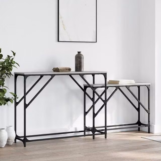 Berkfield Home Nesting Console Tables, 2 Piece Set in Grey Sonoma Engineered Wood – 1