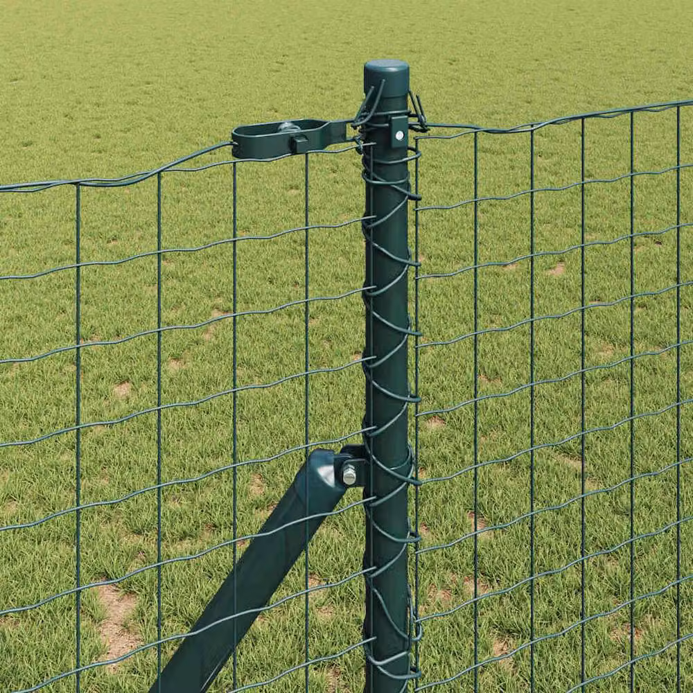 Berkfield Home Green Euro Fence with 7 Posts, Galvanised Steel, W/H: 10 x 1.4 m – 3