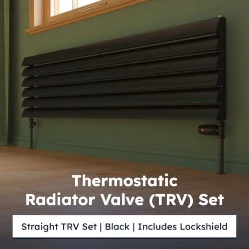 UK Radiators Derry Bold Thermostatic Radiator Valve and Lockshield Set in Matt Black – 2