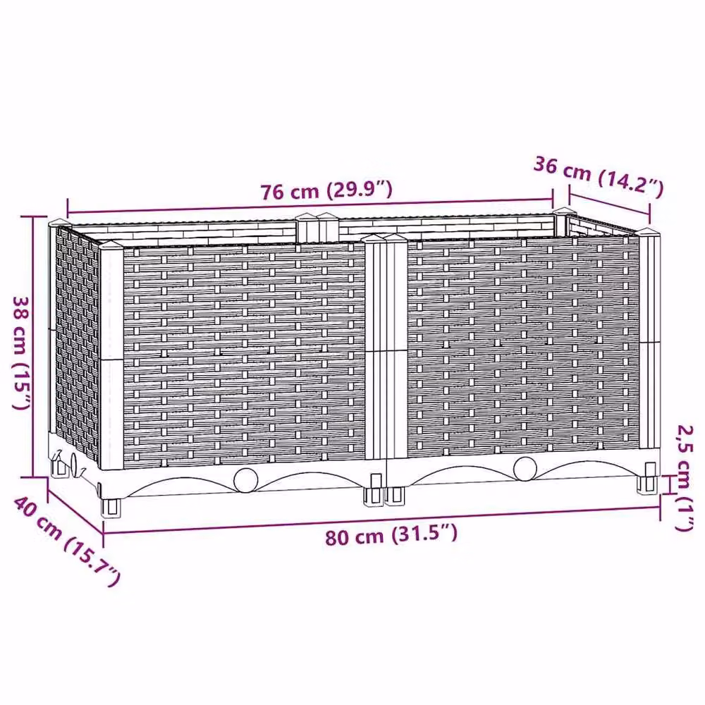 Berkfield Home Raised Bed in Black Plastic, W/D/H: 80 x 40 x 38 cm – 3