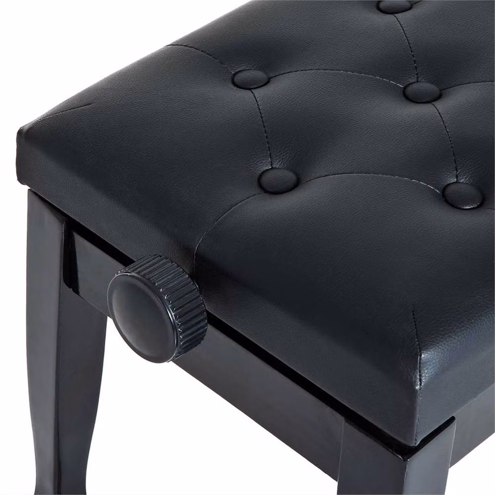 Nordara Height Adjustable Faux Leather Piano Stool in Black, W/D/H: 70 x 50 x 35-55 cm – 5