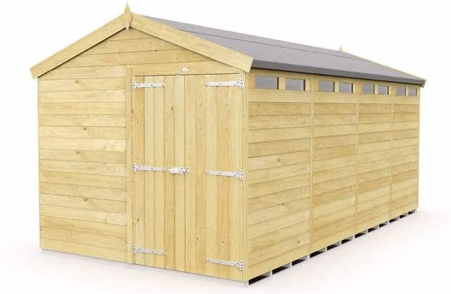 Buttercup Farm Apex Security Shed with Double Doors in Brown, L472 x W231 x H217 cm