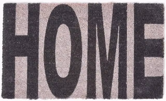 Homescapes Plain Black Natural Coir Doormat
