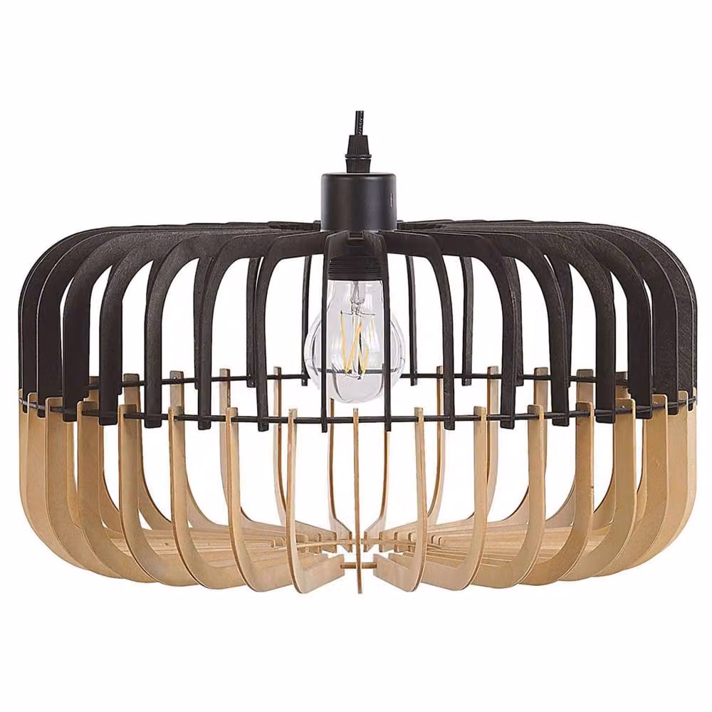 Wyld and Coco Hanging Pendant Lamp in Brown and Black Wood – 2