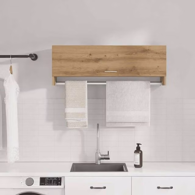 Berkfield Home Artisan Oak Wardrobe in Brown, W/D/H: 100 x 32.5 x 35 cm