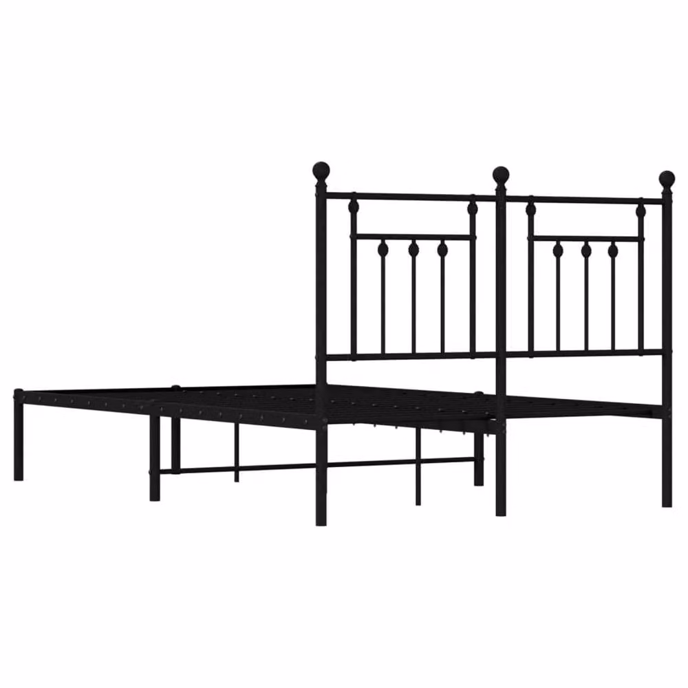 Berkfield Home Metal Bed Frame with Headboard in Black, Small Double, W/D/H: 120 x 200 cm – 3