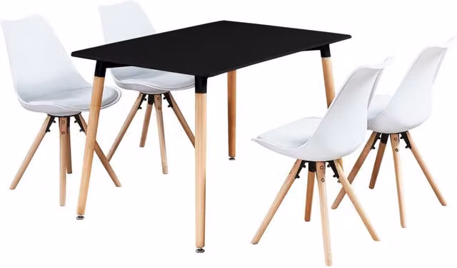 Life Interiors Sophie Halo White Rectangular Dining Set with Table and 4 Chairs