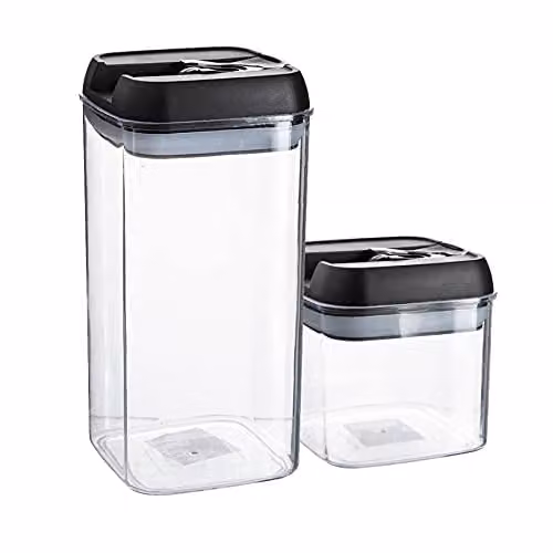 Argon Tableware 3 Piece Airtight Plastic Food Storage Container Set in Black – 1