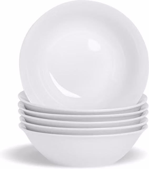 Argon Tableware White Porcelain Cereal Bowls Set of 24, 18 cm Diameter
