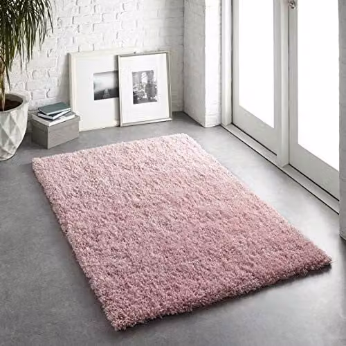 Phoenox Pink Round Hand-Tufted Polyester Rug, Diameter: 133 cm