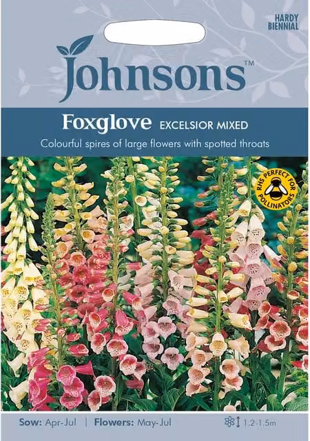 Johnsons Mixed Foxglove Excelsior Ornamental Flower Seeds, Multicolour