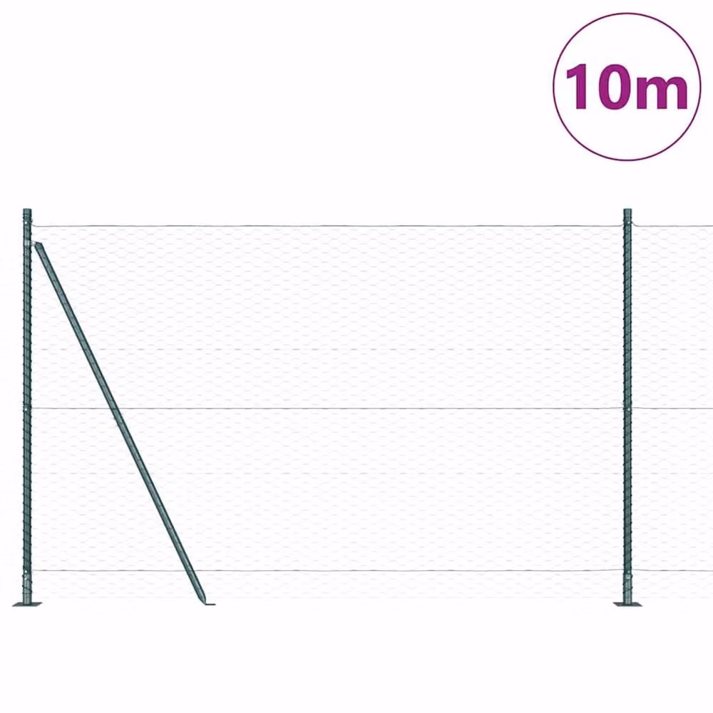 Berkfield Home Green Galvanised Steel Hexagon Fence, H: 160 cm, W: 10 m – 3