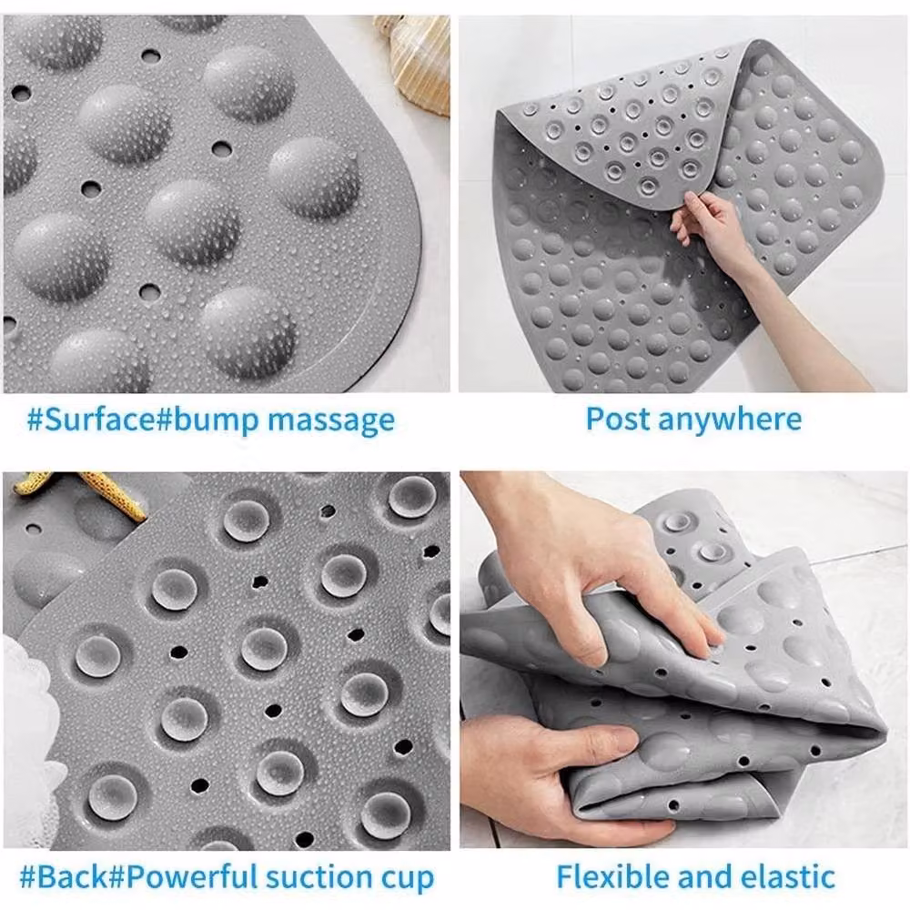 Kelvenix Non Slip Grey Bath Mat with Extra Strong Suction, Quick Drying and Antibacterial Properties – 3