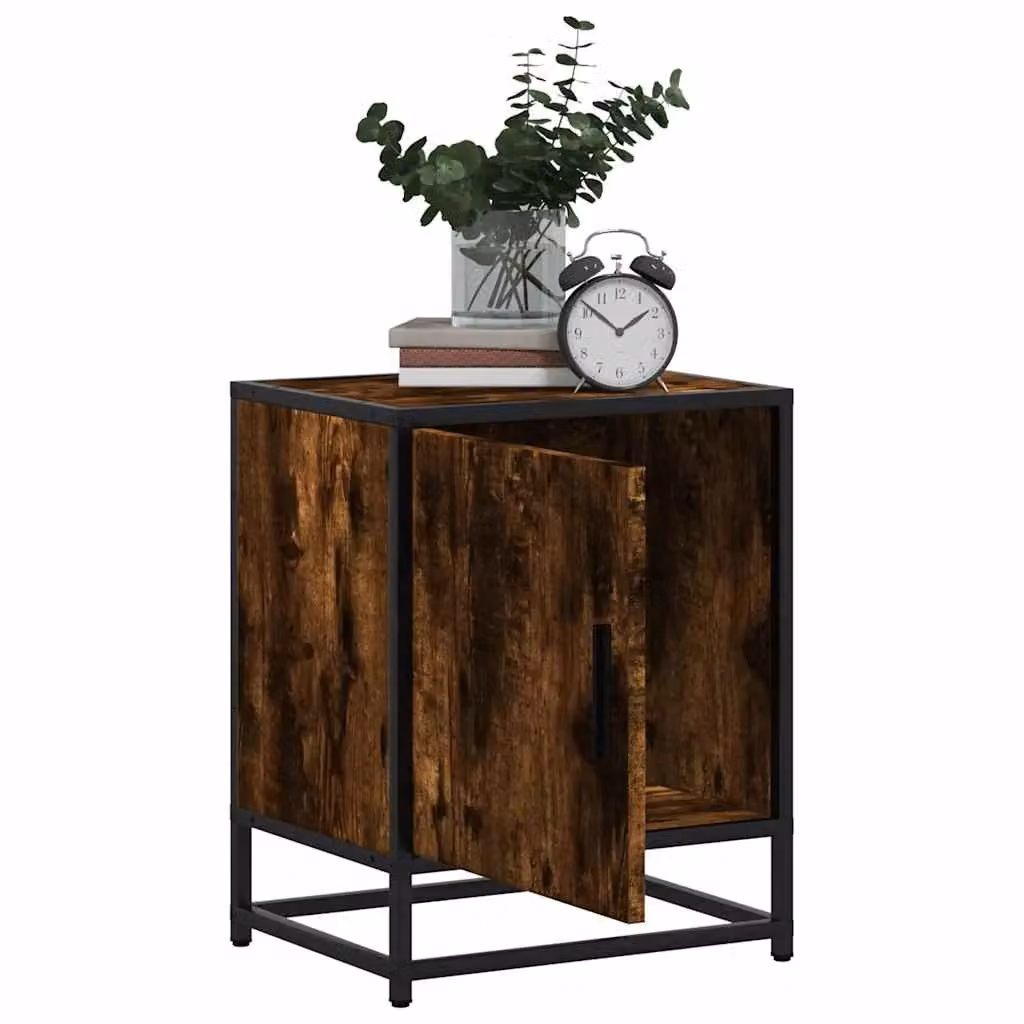 Berkfield Home Set of 2 Bedside Cabinets in Smoked Oak Brown, W/D/H: 40 x 31 x 50 cm – 4