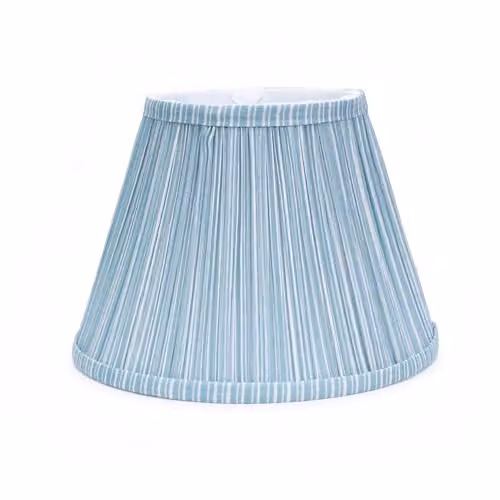ValueLights Laurenne Small Blue Pinstripe Fabric Pleated Tapered Lamp Shade, Shade Width: 27.5 cm – 1