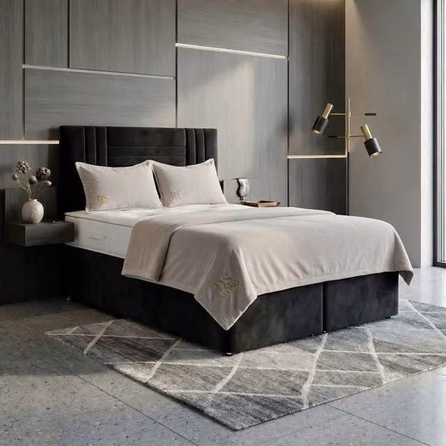 DS Living Orion Black Velvet Upholstered Ottoman Bed, W: 90 cm, L: 200 cm