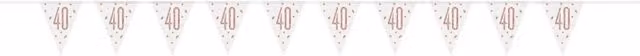 KDMD Rose Gold Prismatic Plastic Flag 40th Birthday Banner for Adults