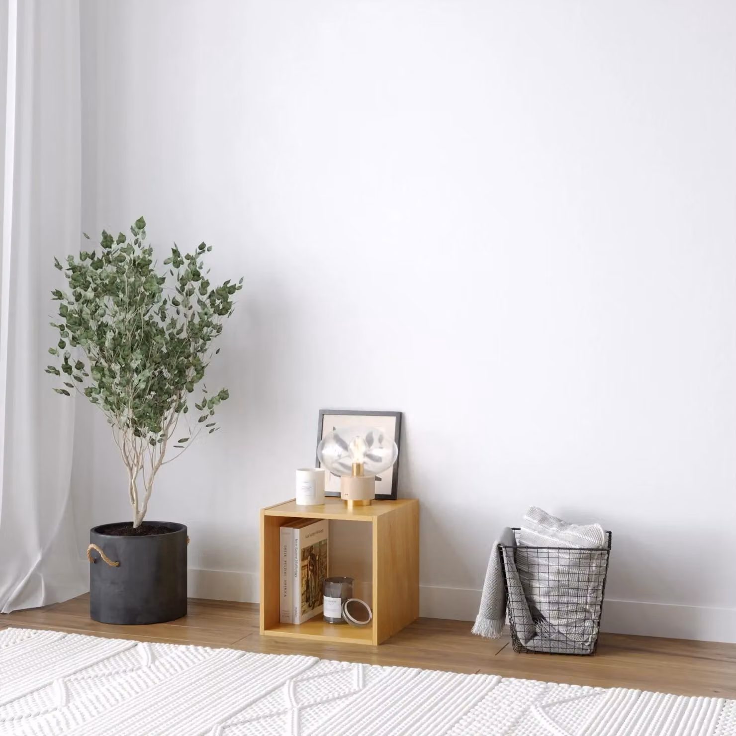EONLION Beech Wood Stackable Cube Storage Box Side Table in Brown, W/D/H: 30 x 30 x 30 cm – 3