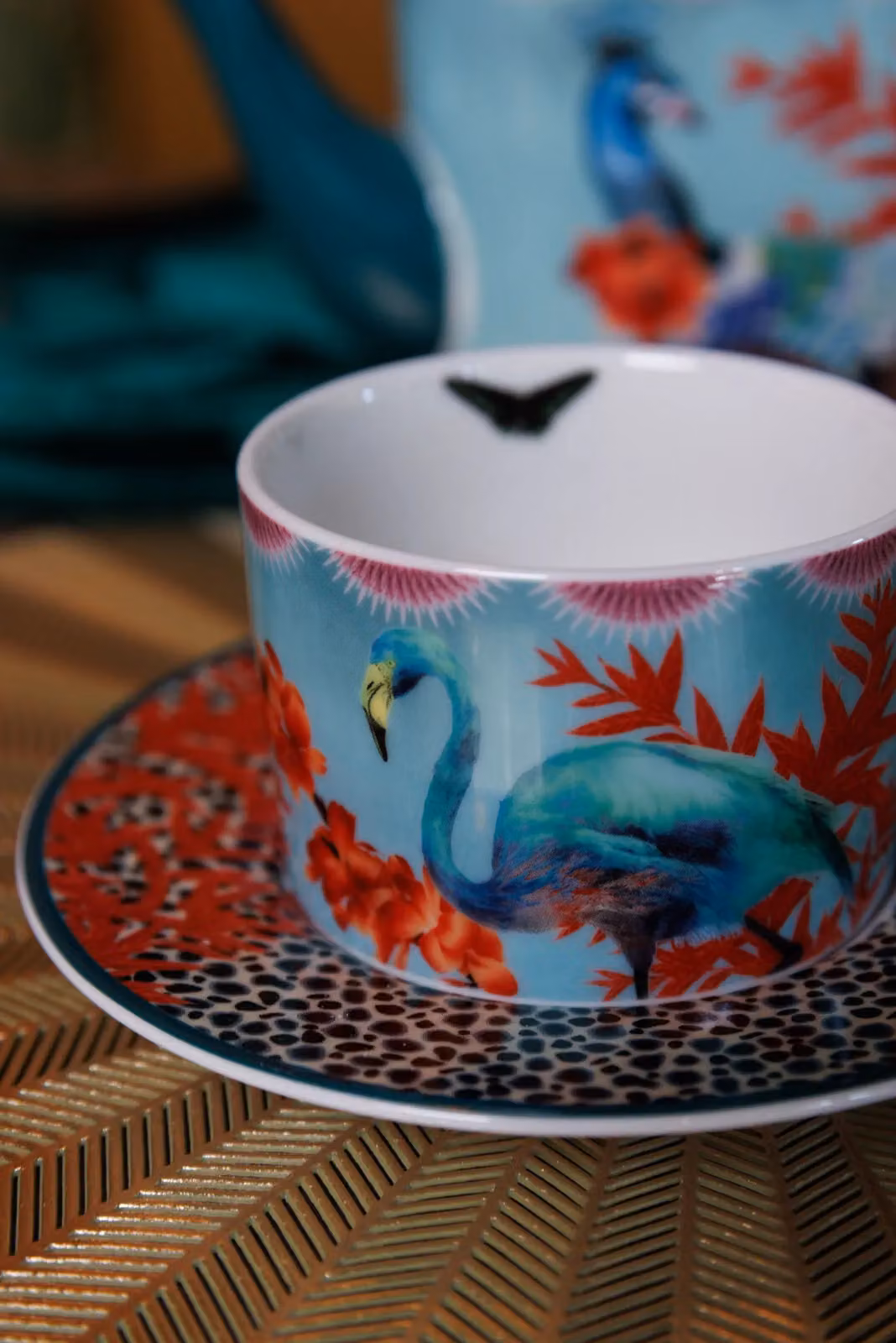 Mikasa Sarah Arnett Porcelain Tea Cup and Saucer Set, 250ml, Multicolour and White – 6