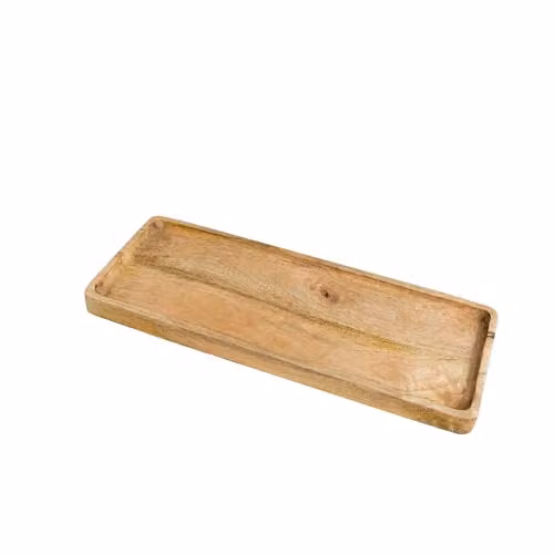 Melody Maison Brown Rectangular Wood Decorative Tray W: 34.5 cm, D: 14 cm, H: 2 cm – 2