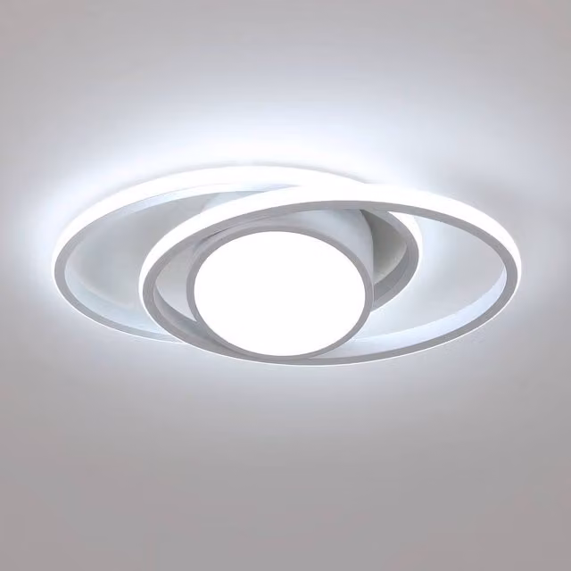 Pheashine Modern Double Round LED Ceiling Light in White or Black, 42W Warm White / 39W Cool White