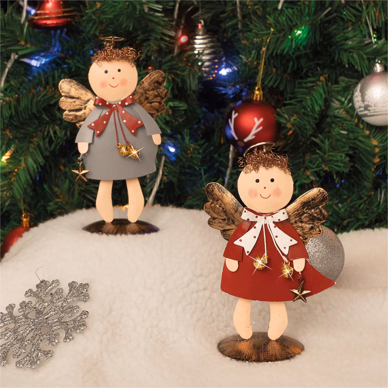 Netagon Red Metal and Glass Angel Tabletop Christmas Ornament – 8